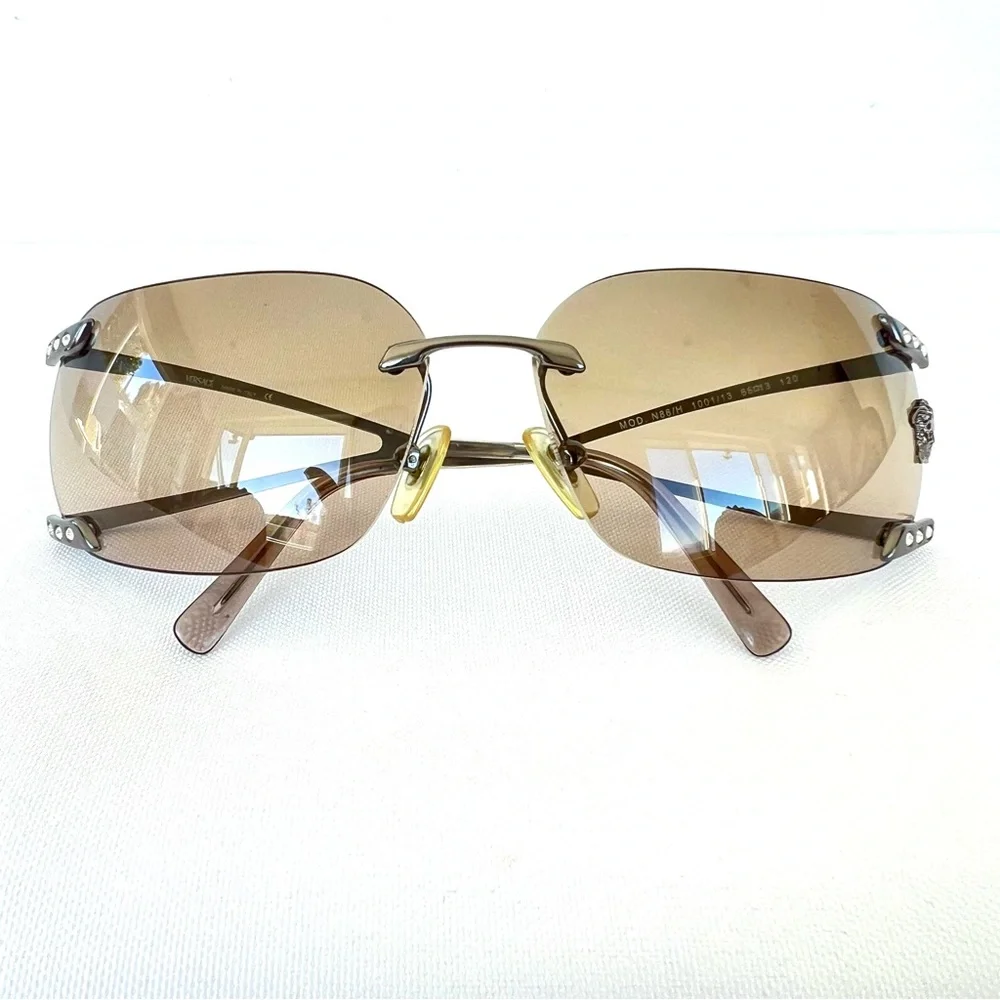 VERSACE MOD N86 1001/13 15931 Diamante Brown Curved Lenses Unisex Sunglasses - Picture 11 of 15